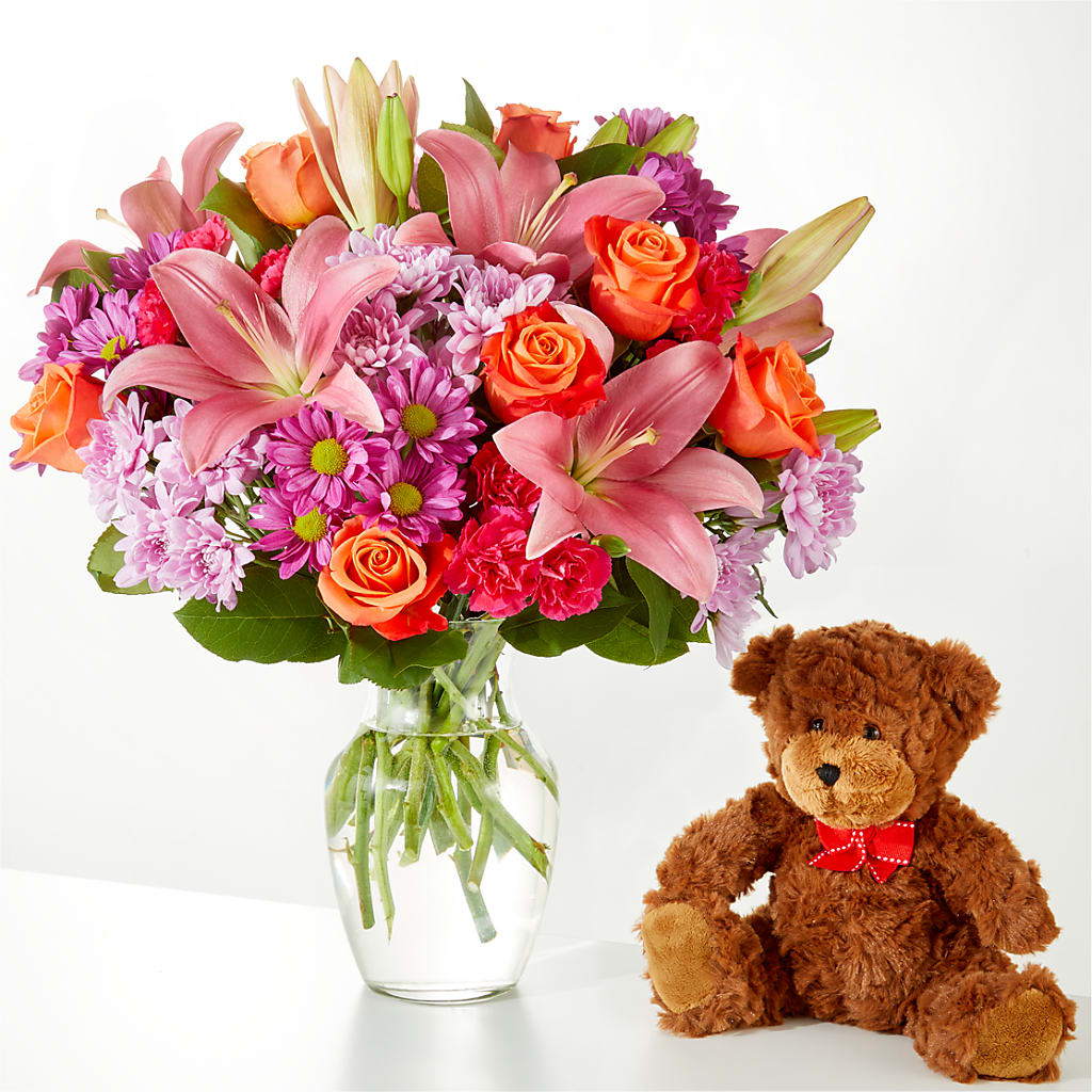 One and Only Bouquet and Bear Bundle – South-east Flowers, Los Angeles CA
