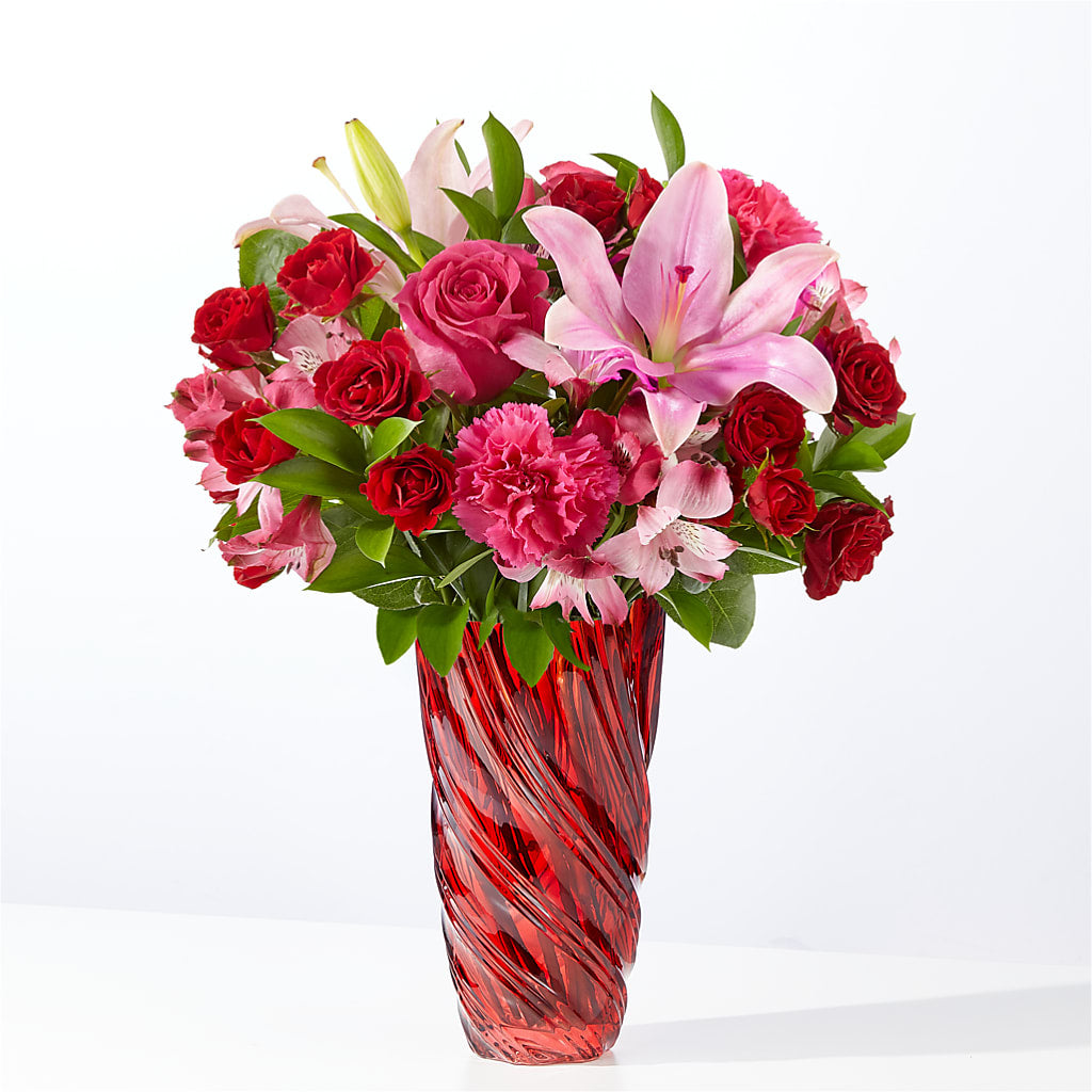 In Love Bouquet with Luxe Swirl Vase – South-east Flowers, Los Angeles CA