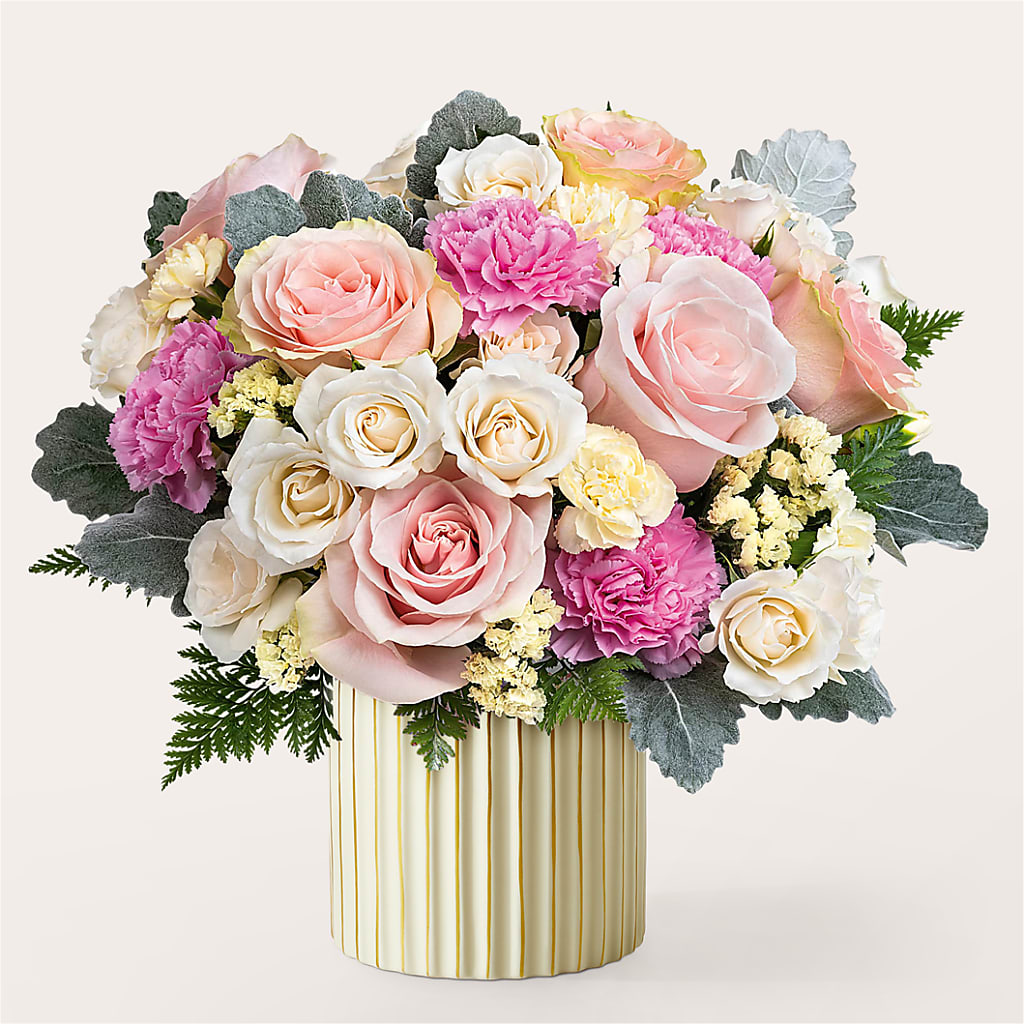 Blissful Moments Bouquet with Ivory Vase – South-east Flowers, Los Angeles CA