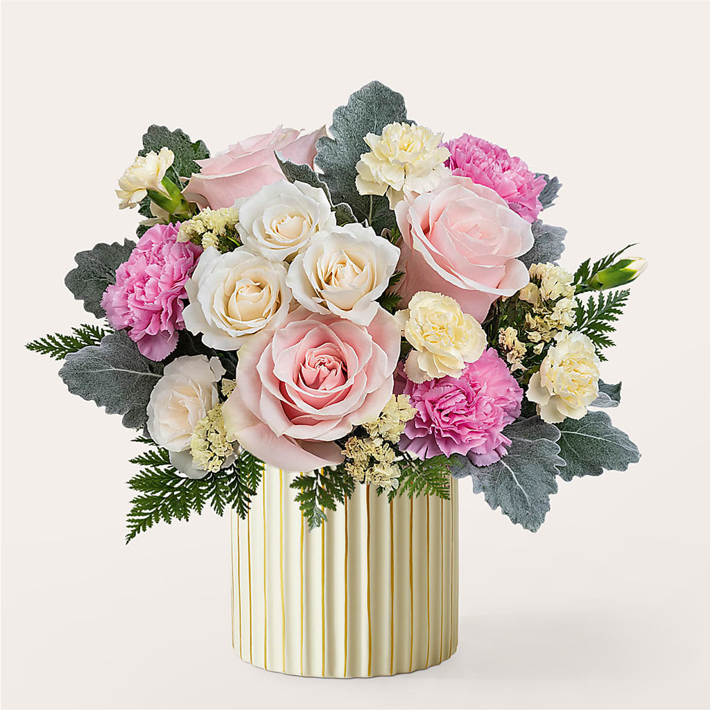 Blissful Moments Bouquet with Ivory Vase – South-east Flowers, Los Angeles CA