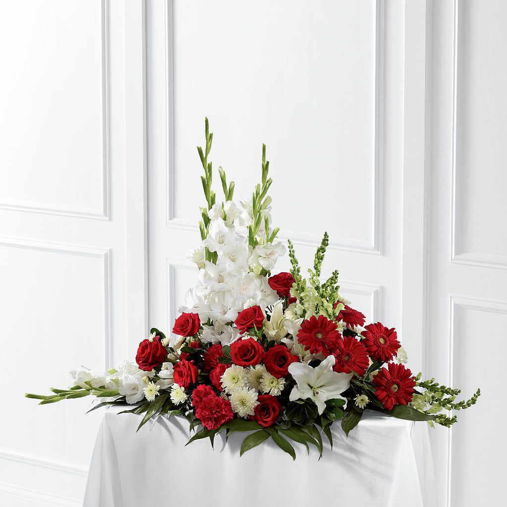 Crimson & White Arrangement – South-east Flowers, Los Angeles CA