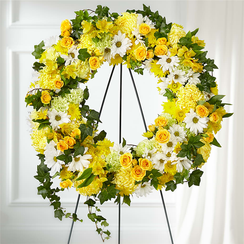 Golden Remembrance Wreath – South-east Flowers, Los Angeles CA