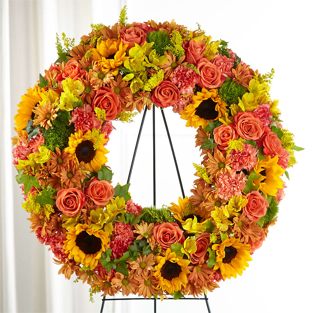 Autumnal Memories Wreath (Standard) – South-east Flowers, Los Angeles CA