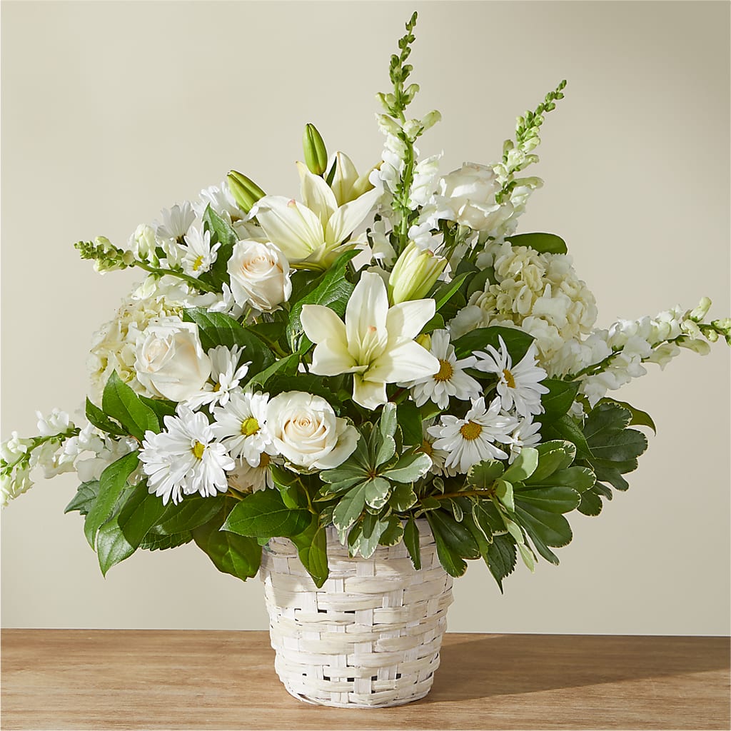 Ivory Elegance Floral Basket – South-east Flowers, Los Angeles CA