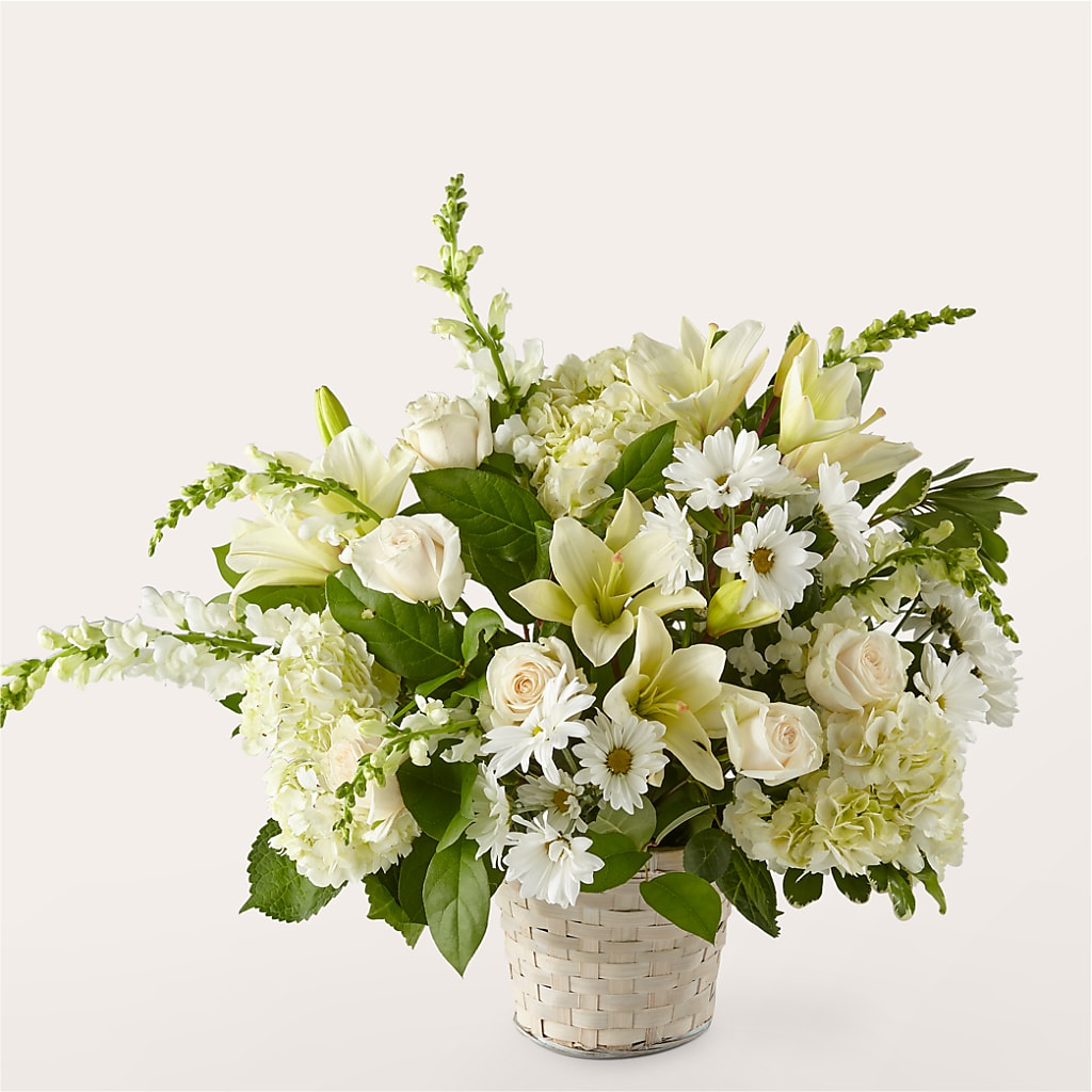 Ivory Elegance Floral Basket – South-east Flowers, Los Angeles CA
