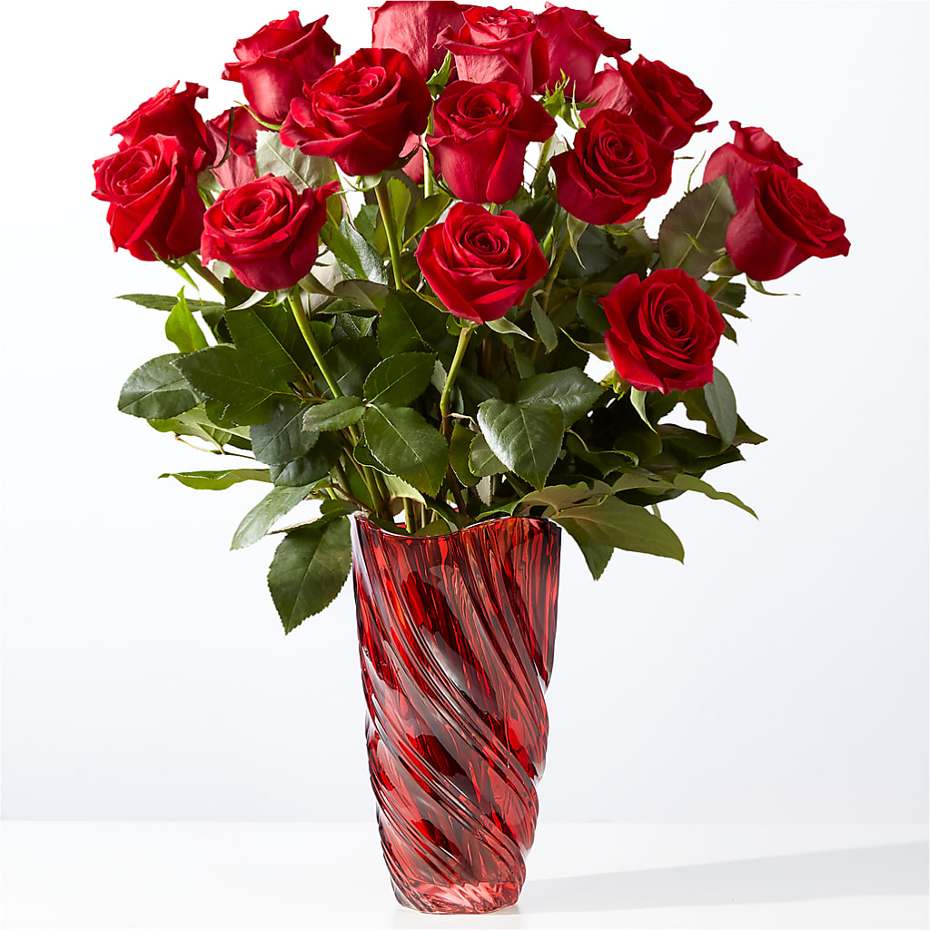 Classic Love Red Rose Bouquet with Luxe Swirl Vase – South-east Flowers, Los Angeles CA