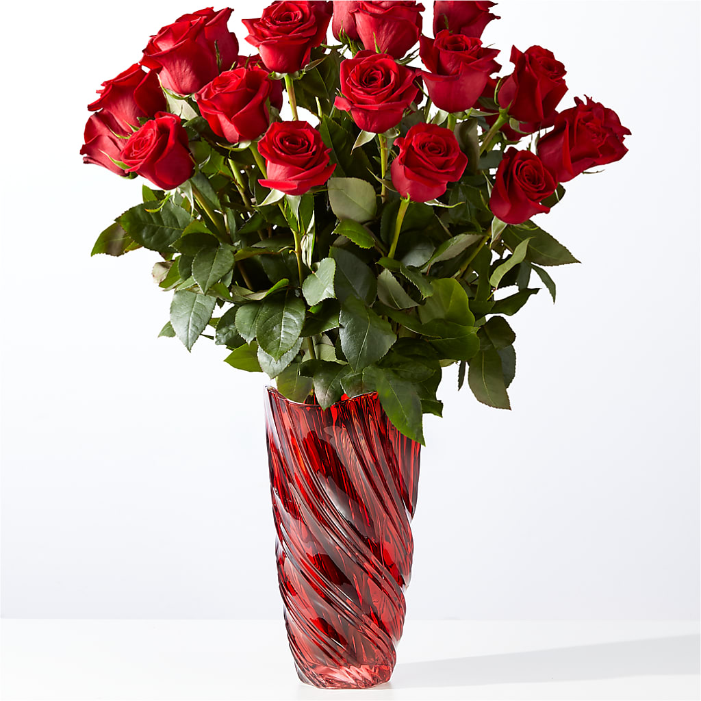 Classic Love Red Rose Bouquet with Luxe Swirl Vase – South-east Flowers, Los Angeles CA