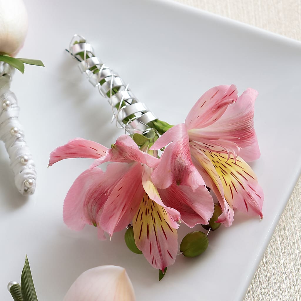 Pink Peruvian Lily Boutonniere – South-east Flowers, Los Angeles CA