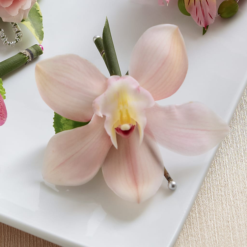 Pink Cymbidium Boutonniere – South-east Flowers, Los Angeles CA