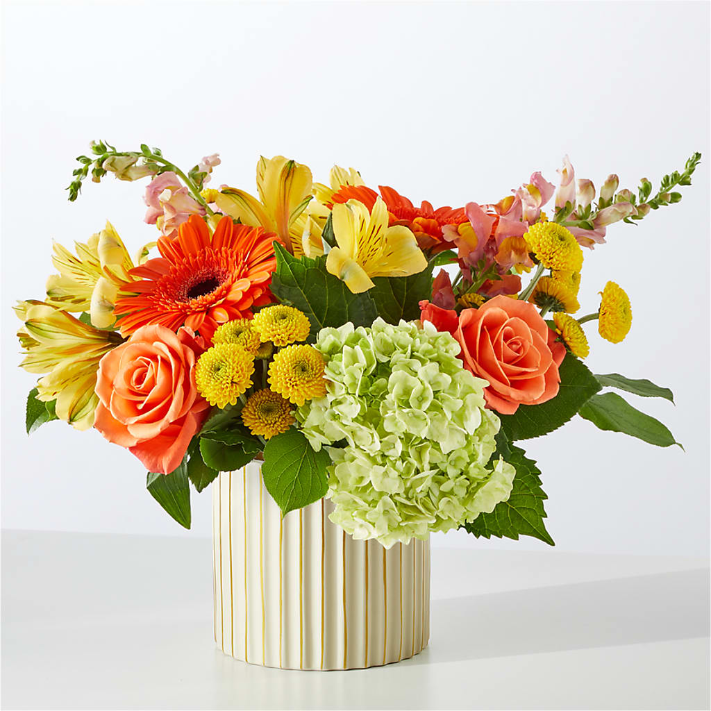 Autumn Sunshine Bouquet with Ivory Vase –  South-east Flowers, Los Angeles CA