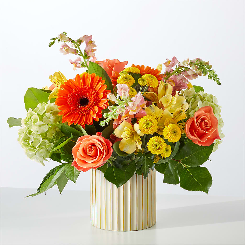 Autumn Sunshine Bouquet with Ivory Vase –  South-east Flowers, Los Angeles CA
