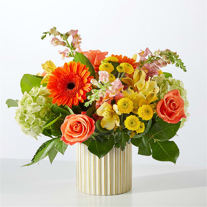 Autumn Sunshine Bouquet with Ivory Vase –  South-east Flowers, Los Angeles CA